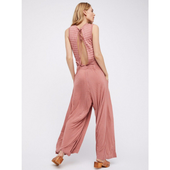 Free People Pink Striped Jumpsuit - Picture 2 of 12